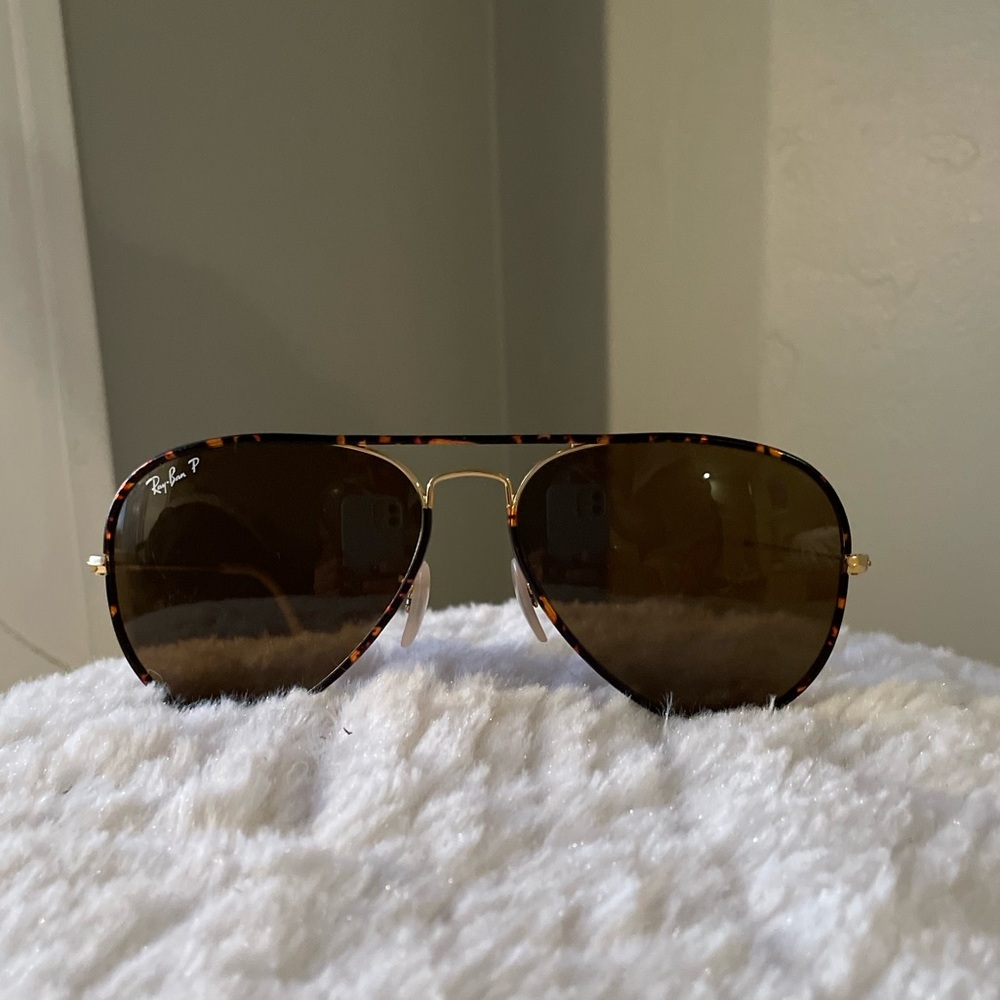 Ray Ban Aviator Full Color Brown Polarized Sunglasses Tortishell